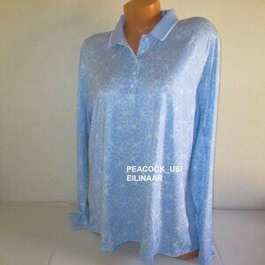 Puma Women's Golf Polo Top Size XL You-V Long Sleeve Island Flower $75 Day Dream
